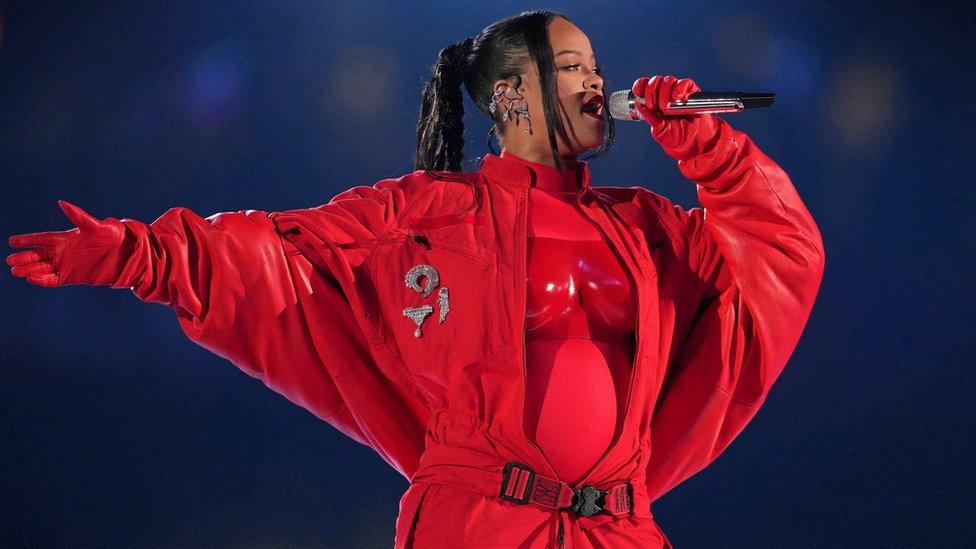 Rihanna performs at the Super Bowl half-time show