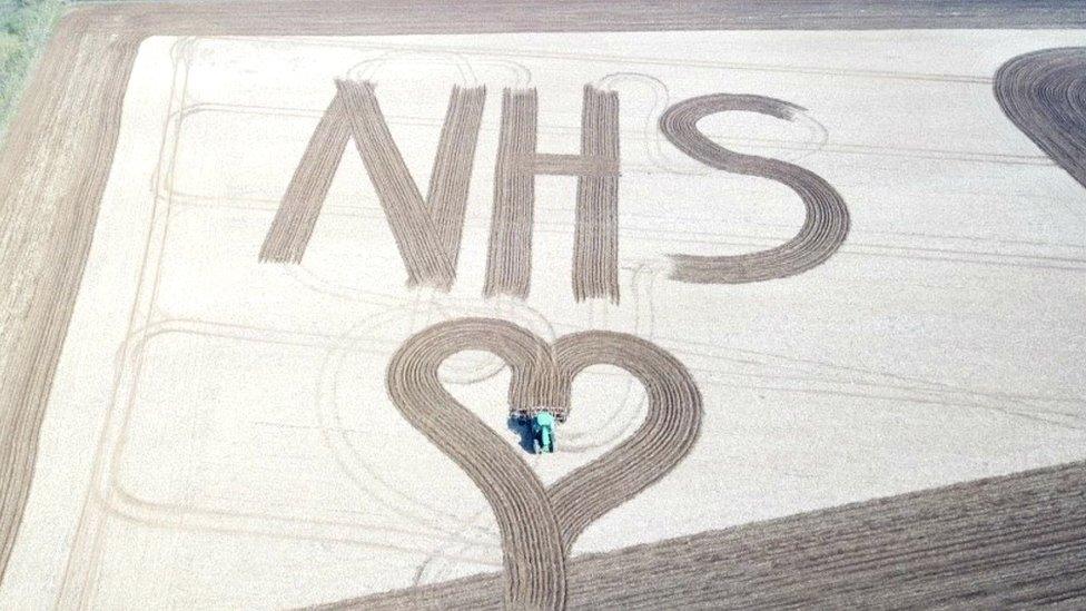 Giant NHS and heart ploughed into Glympton field