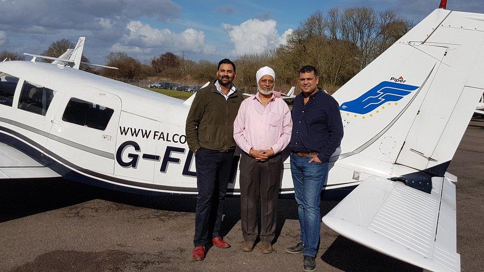 Singh Bamrah with his sons Anoop (l) and Shonu