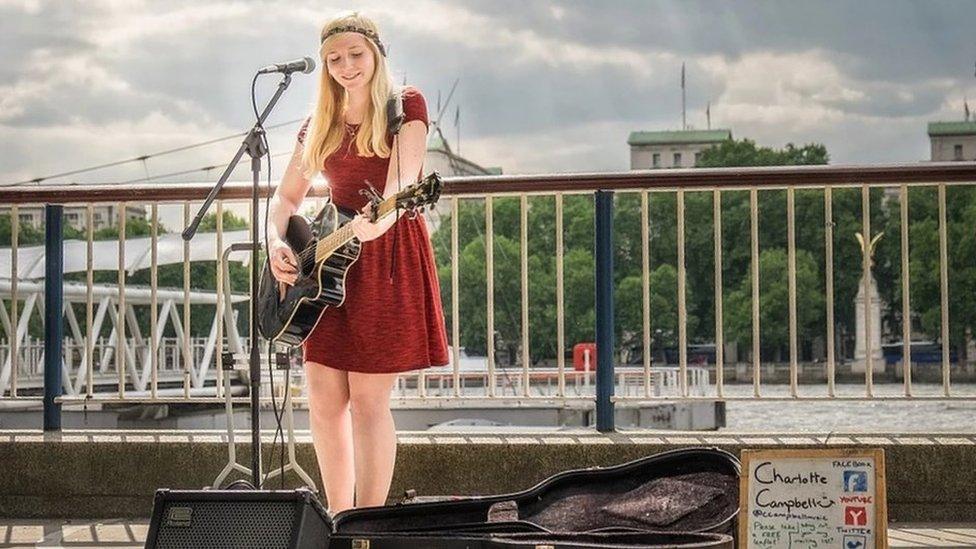 Charlotte Campbell busking