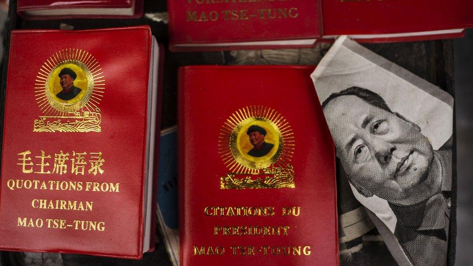 Volumes with images of Chairman Mao Zedong on the cover