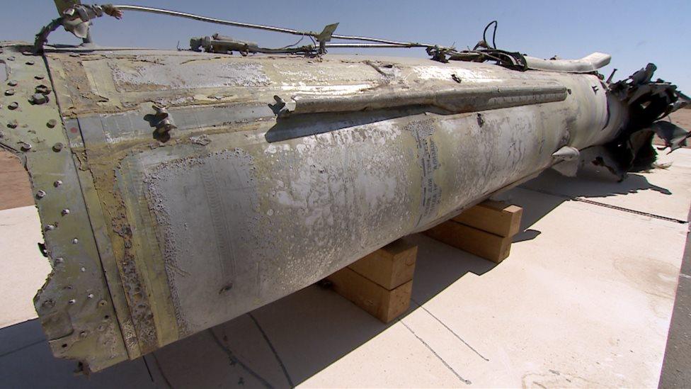 An SS21 Tochka missile fired by Yemen rebel forces into Saudi Arabia and intercepted