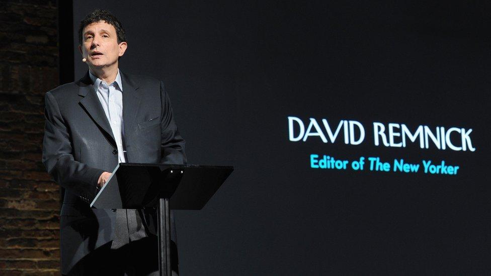 David Remnick speaking on stage