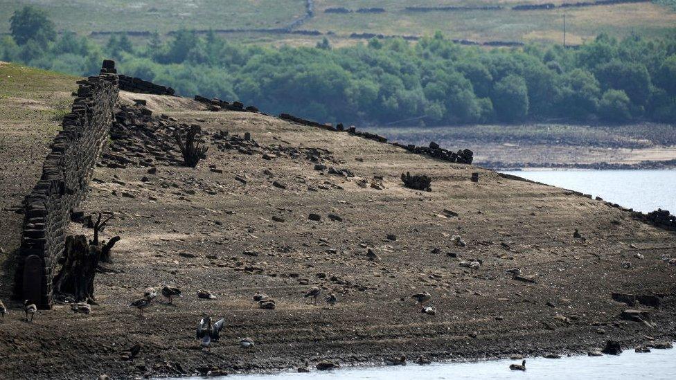 Low water levels in Thruscross Reservoir