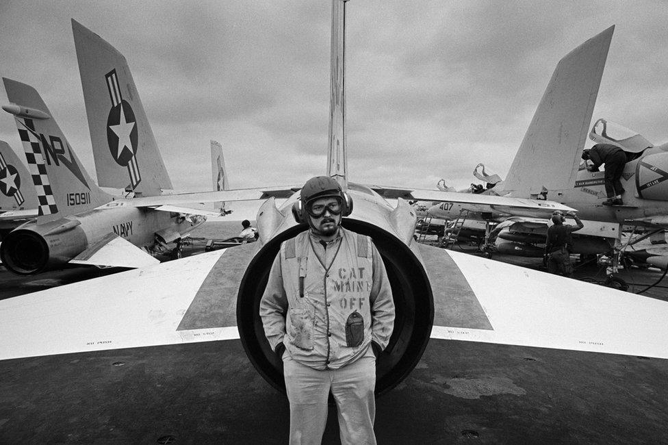 American air force personnel among fighter jets