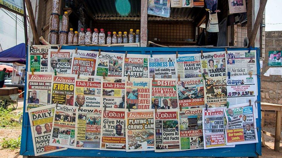 news stand in Accra