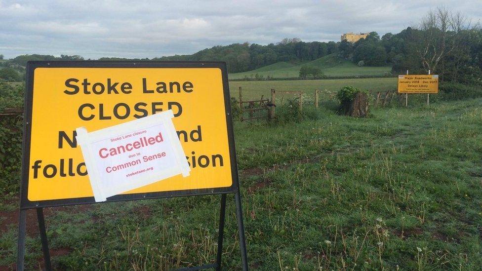 Stoke Lane closure signs, Bristol