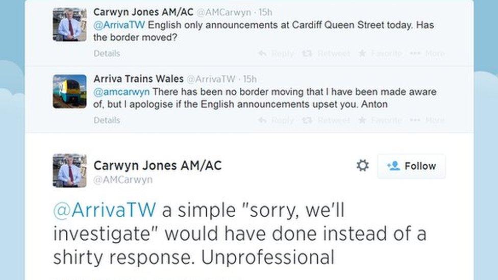 Exchanges between Carwyn Jones and Arriva Trains Wales