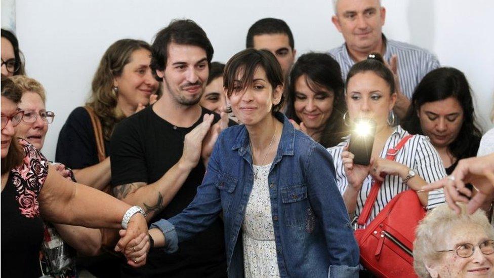 A woman named Adriana (she wished not to release her current last name), who was taken away from her mother during the 1976-1983 Argentine dictatorship, arrives for a news conference at the human rights organization Abuelas de Plaza de Mayo (Grandmothers of Plaza de Mayo) headquarters in Buenos Aires, Argentina December 5, 2017