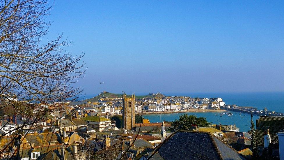 St Ives in Cornwall basking in the spring sunshine