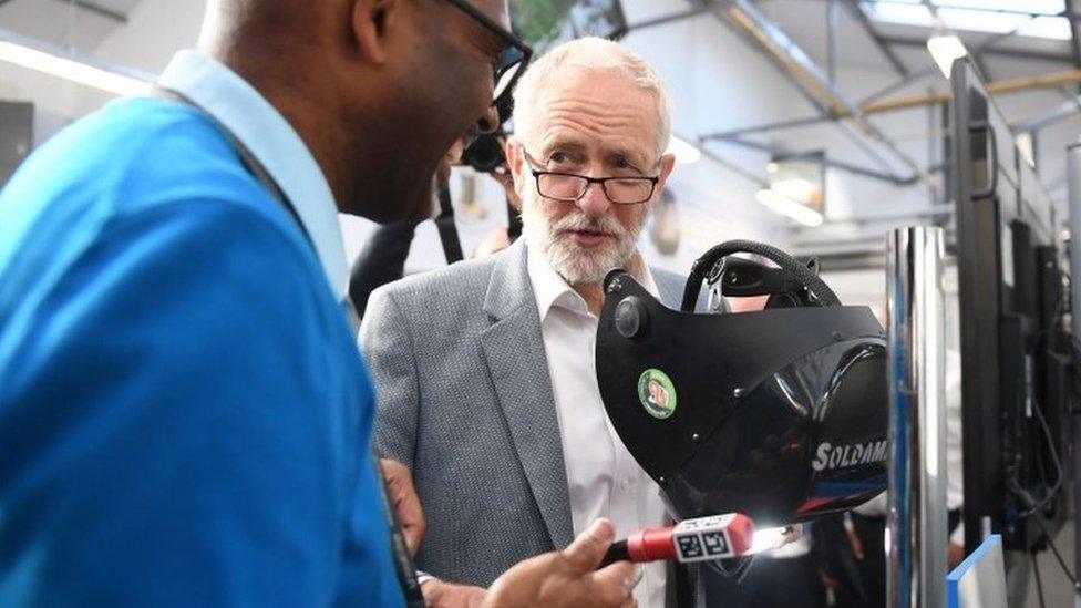 Jeremy Corbyn during a visit to Walsall College of Further Education