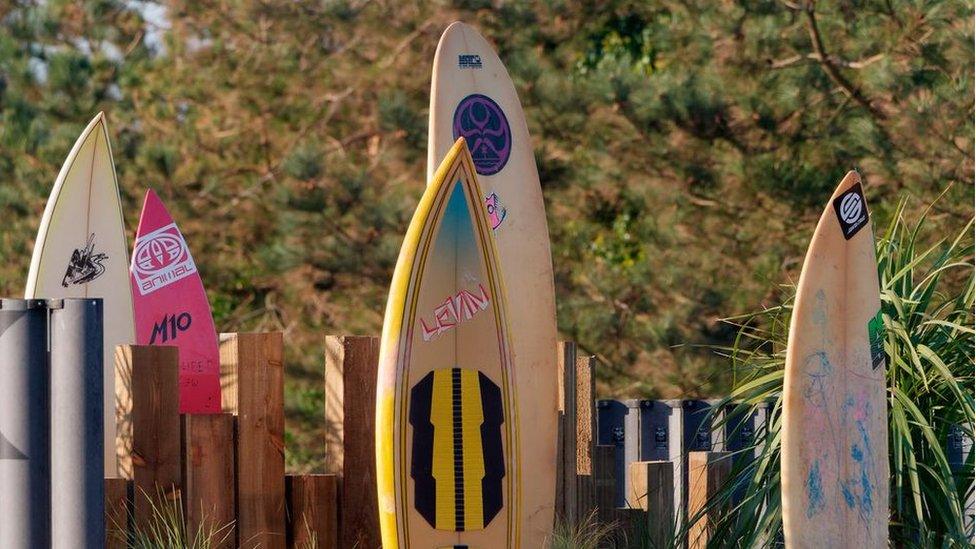 Surfboards on roundabout