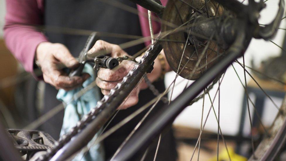 Bicycle mechanic at work