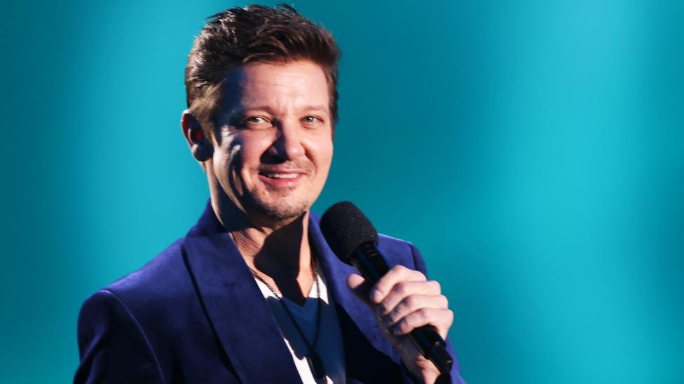 Jeremy Renner speaks onstage during the 2024 People's Choice Awards held at Barker Hangar on February 18, 2024 in Santa Monica, California.