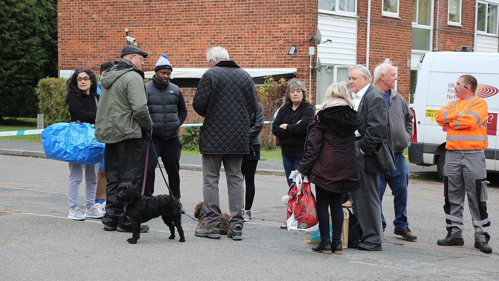 People at scene of sinkhole outside Cedar Court, St Albans