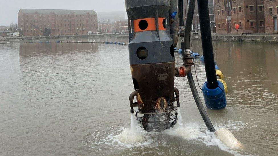 Dredging machinery at Gloucester Docks