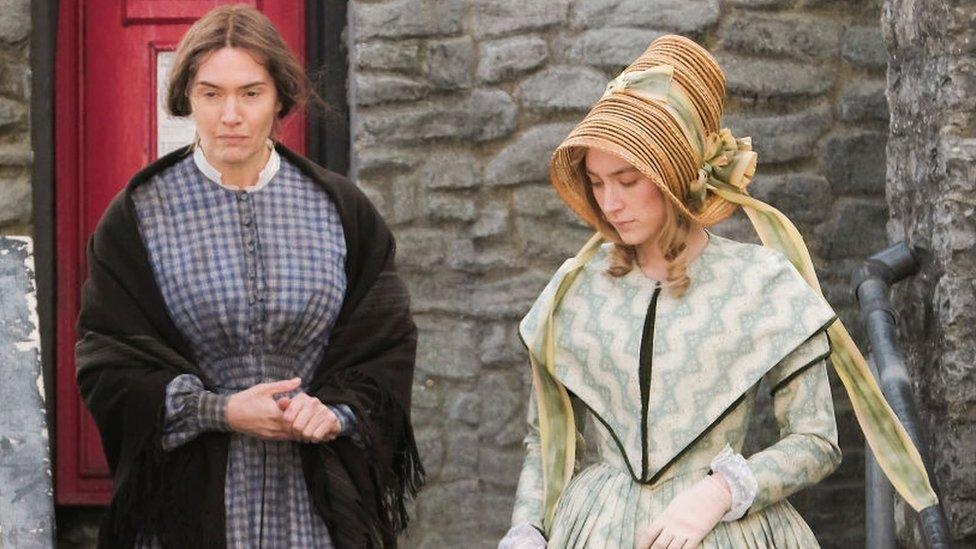 Kate Winslet and Saoirse Ronan filming Ammonite in Lyme Regis