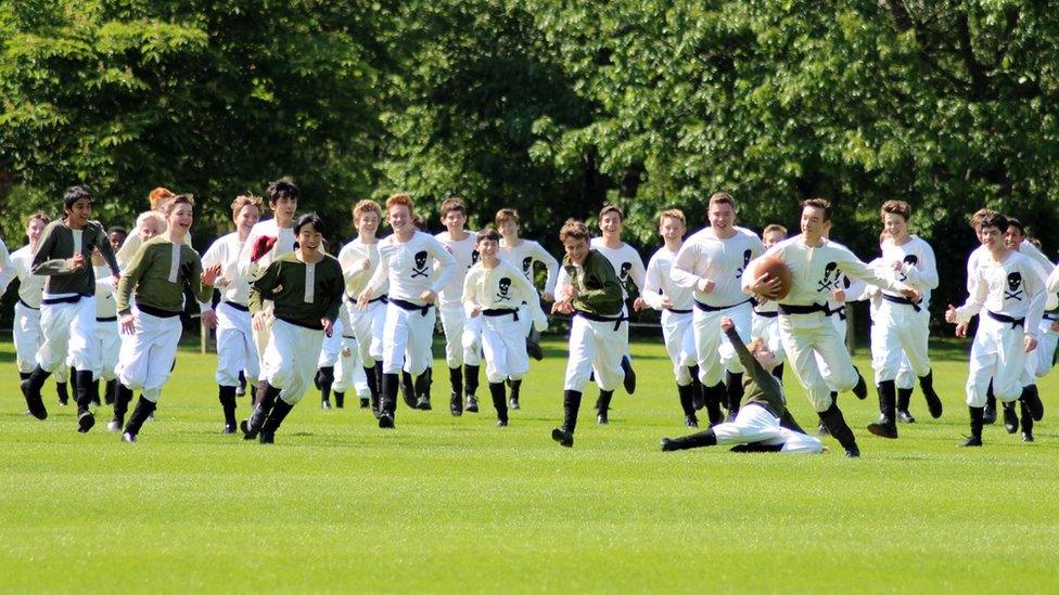 Students playing Rugby