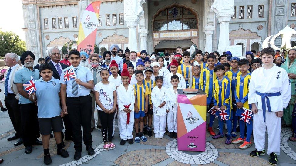 The Birmingham 2022 Queen's Baton Relay visits the Guru Nanak Dabar Gurdwara