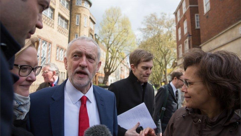 Jeremy Corbyn speaking to reporters after his meeting with Mr Obama