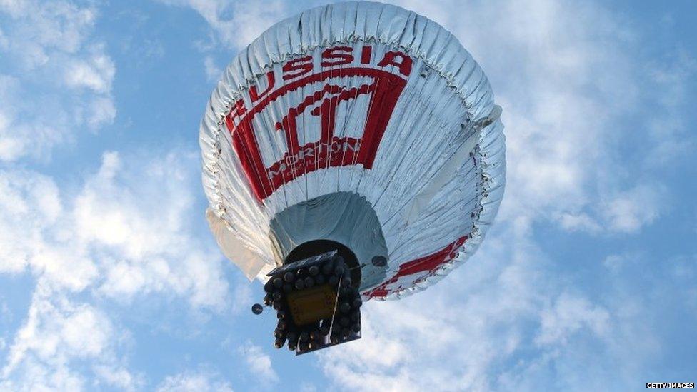 Fedor Konyukhov lifts off on 12 July 2016 from Northam, Australia