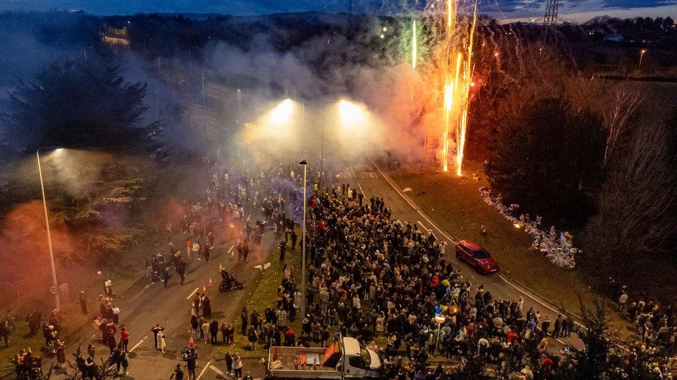 Fireworks at vigil