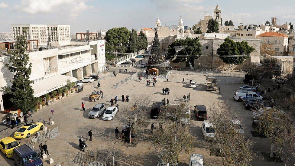 Manger Square in Bethlehem, in the occupied West Bank (23 December 2020)