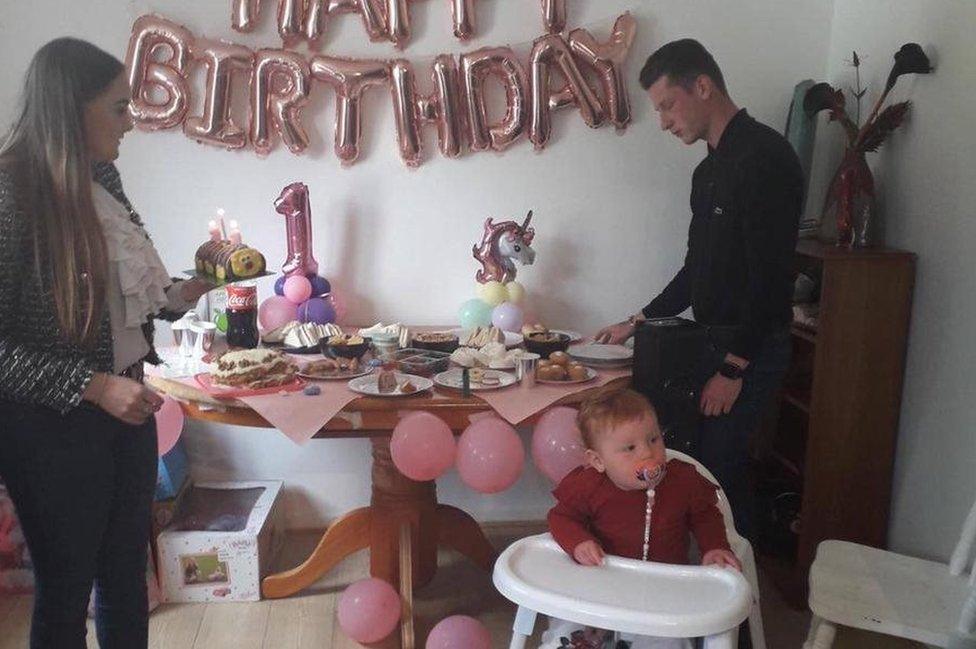 Robyn, Lewis and Skyla at her first birthday party