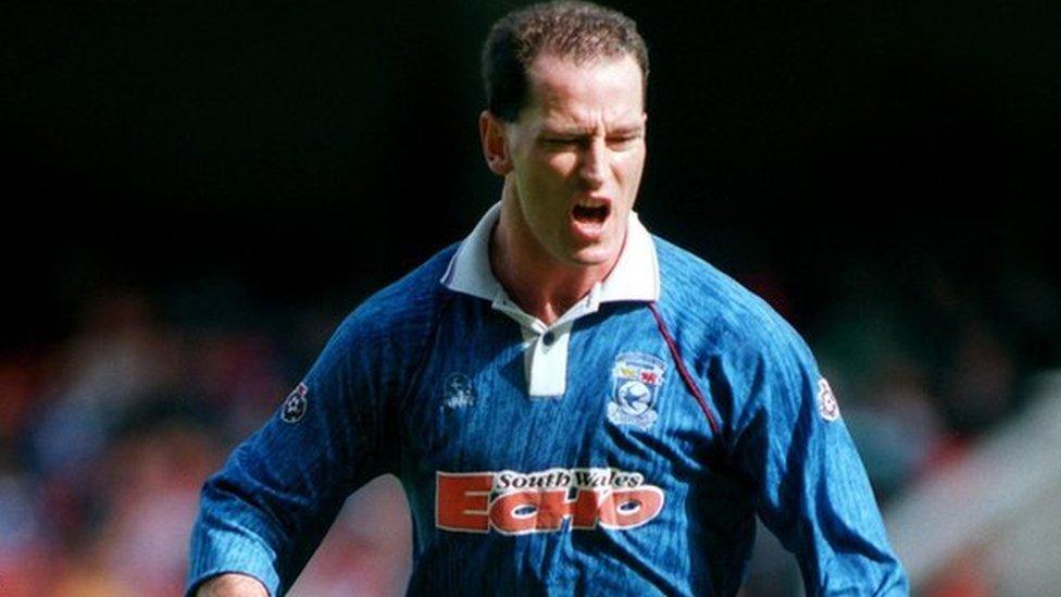 Mark Aizlewood in action for Cardiff City in 1994