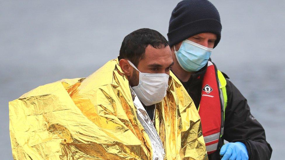 Migrants making the crossing on small boats on Friday