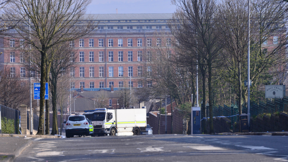 Police vans in north Belfast