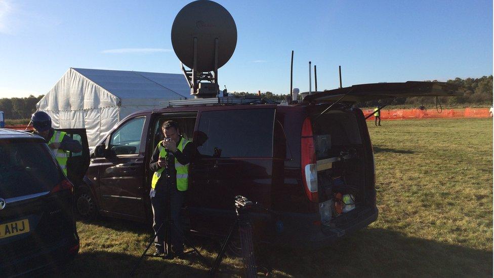 Media vehicle on site