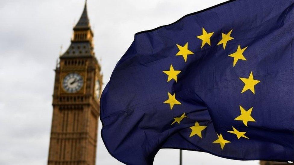 EU flag outside Parliament