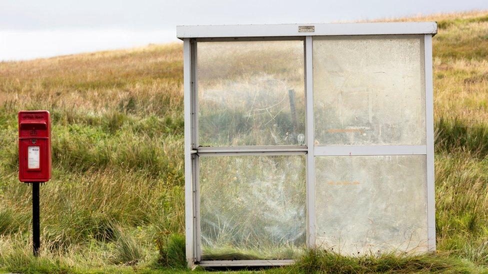 A rural remote bus stop