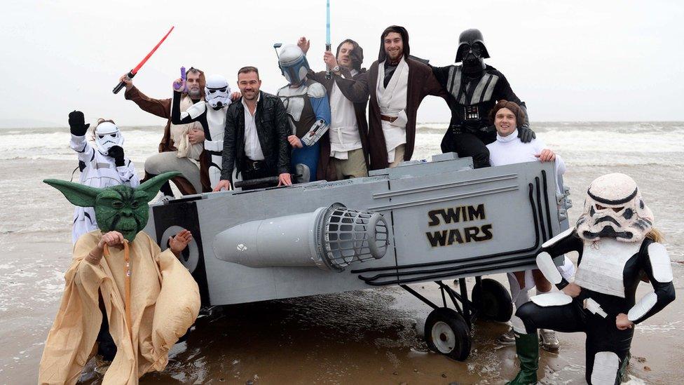 Saundersfoot swim Star Wars Millennium Falcon fancy dress