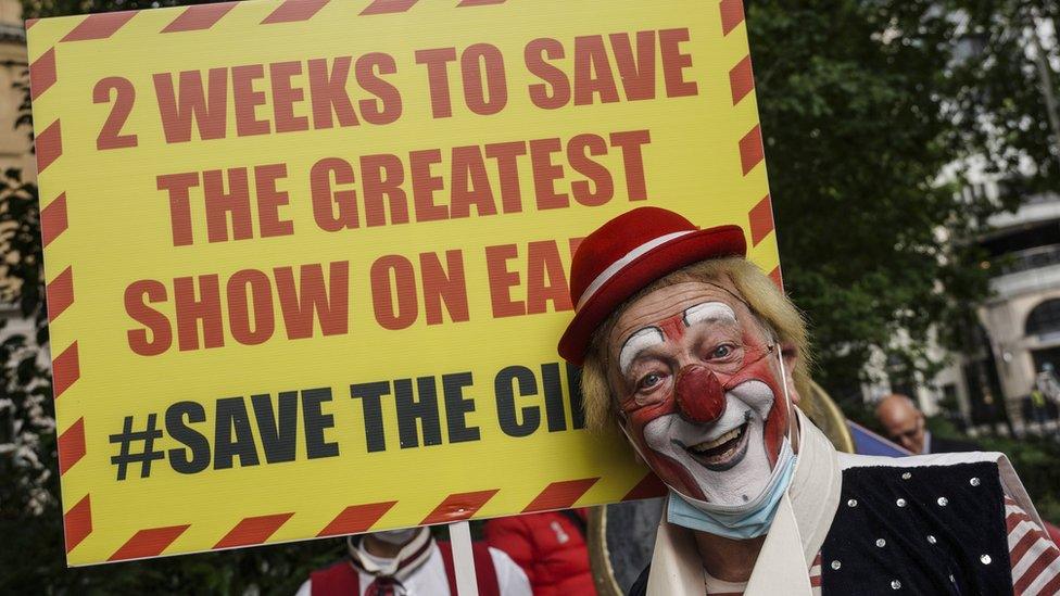 Circus performer in rally