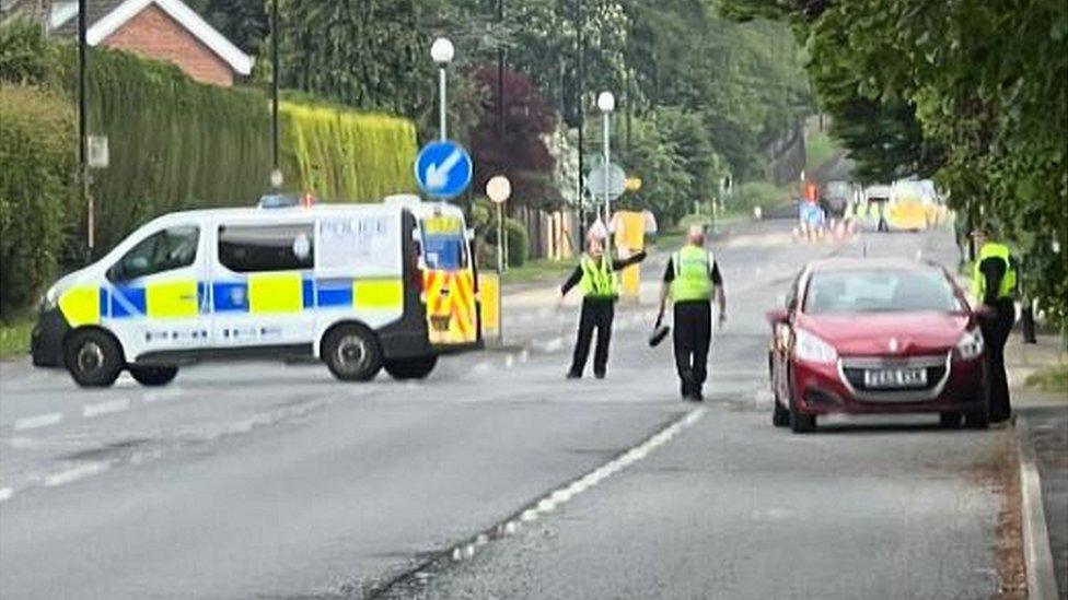 Police closing the A59