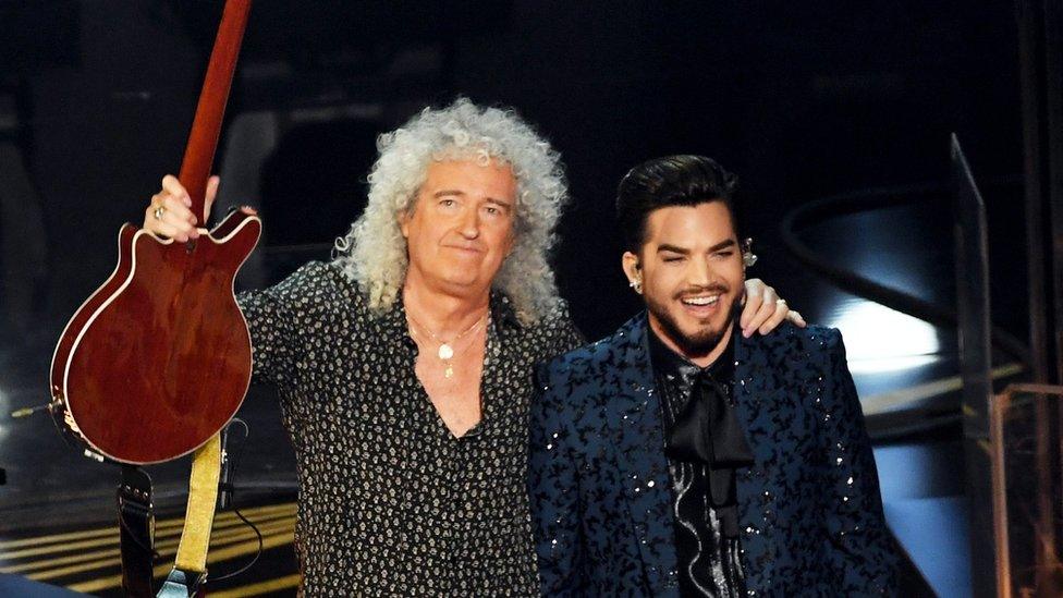 Brian May of Queen with Adam Lambert