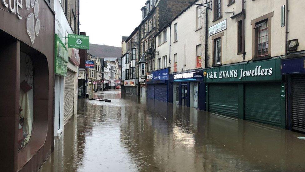 Pontypridd's Taff Street under water