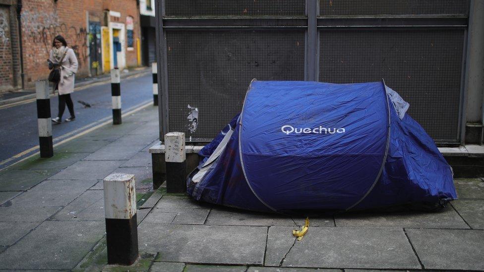 Homeless person's tent in Manchester