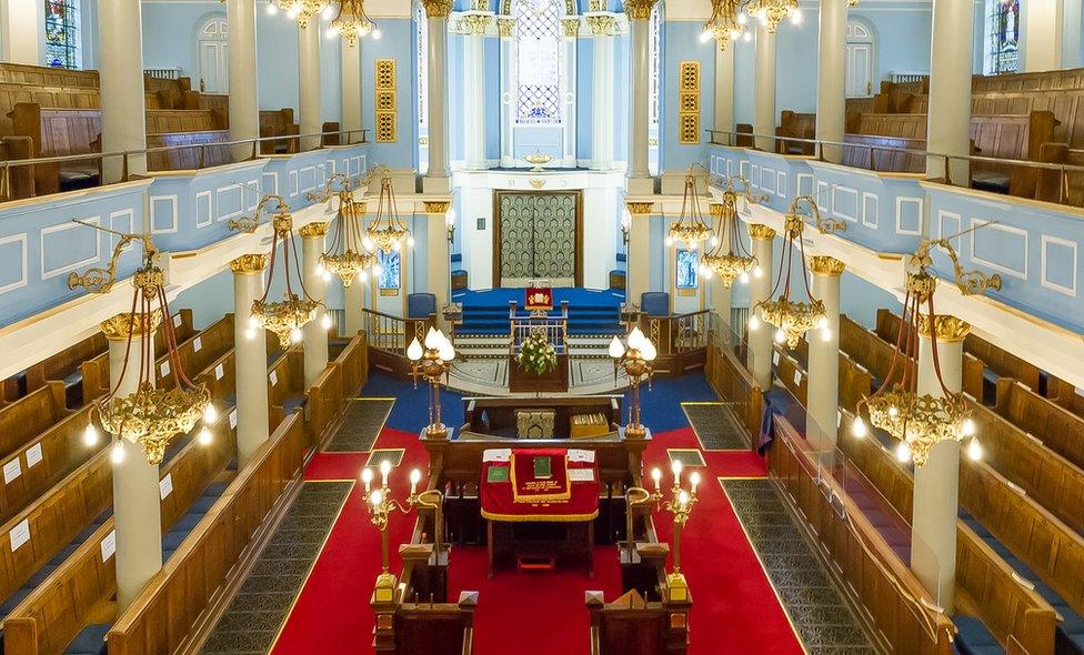 Inside the synagogue