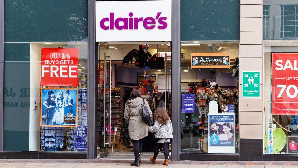 Frontage of the Claire's Accessories store. On Listergate, Nottingham, England. On 22nd October 2016