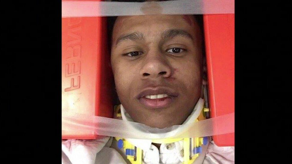 Jordan in neck brace