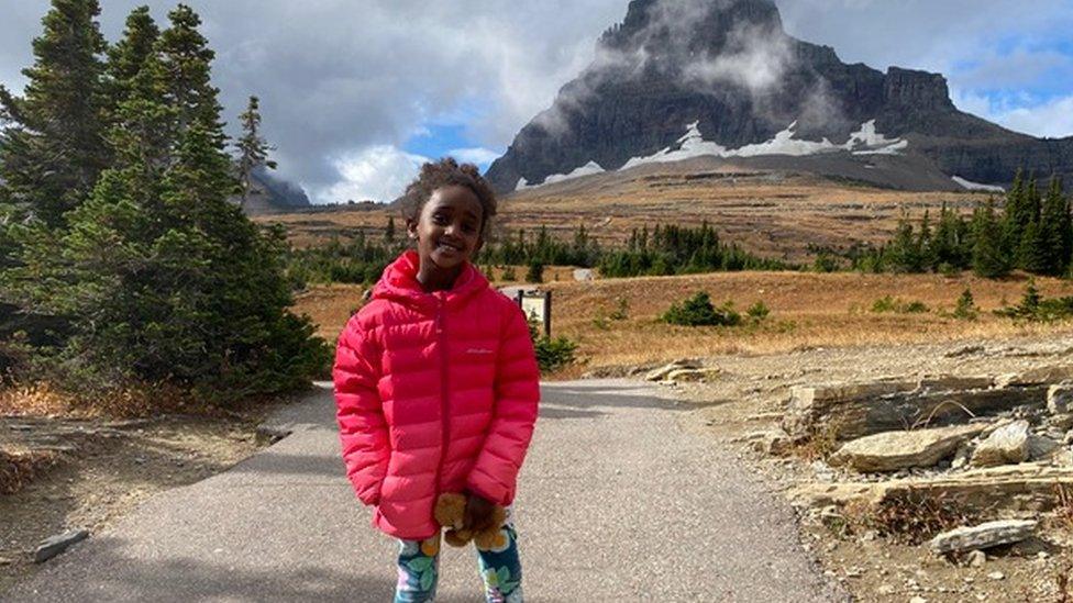 Naomi and Teddy on a hike