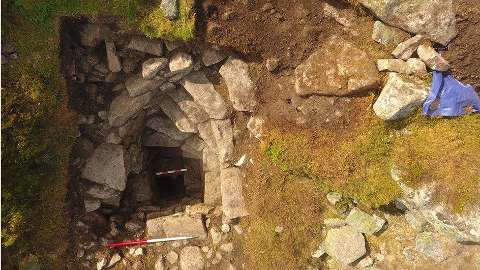 Aerial image of well on Mither Tap, Bennachie