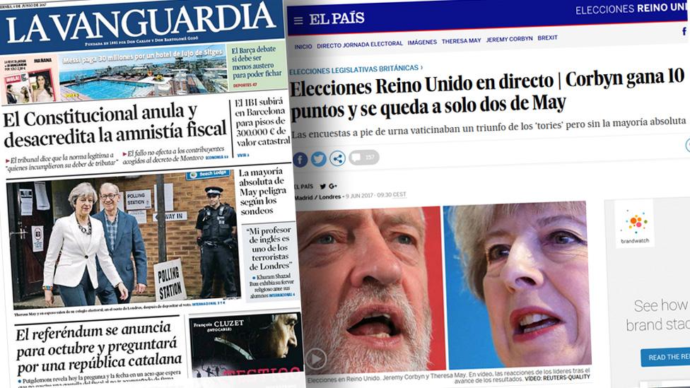 Spanish newspaper and web pages on the UK elections