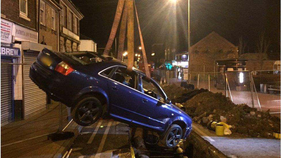 The car being removed