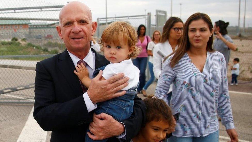 Former Venezuelan intelligence chief Hugo Carvajal leaves prison after being freed in Estremera, Spain September 16, 2019.