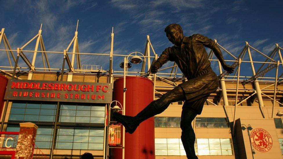 Wilf Mannion statue outside the Riverside