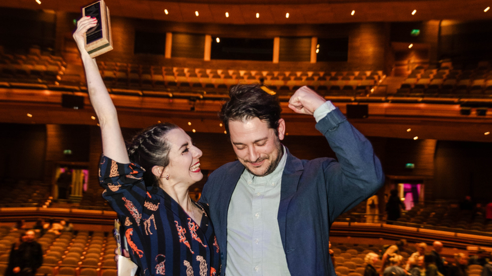 Rogue Jones celebrate their win at the Wales Millennium Centre in Cardiff